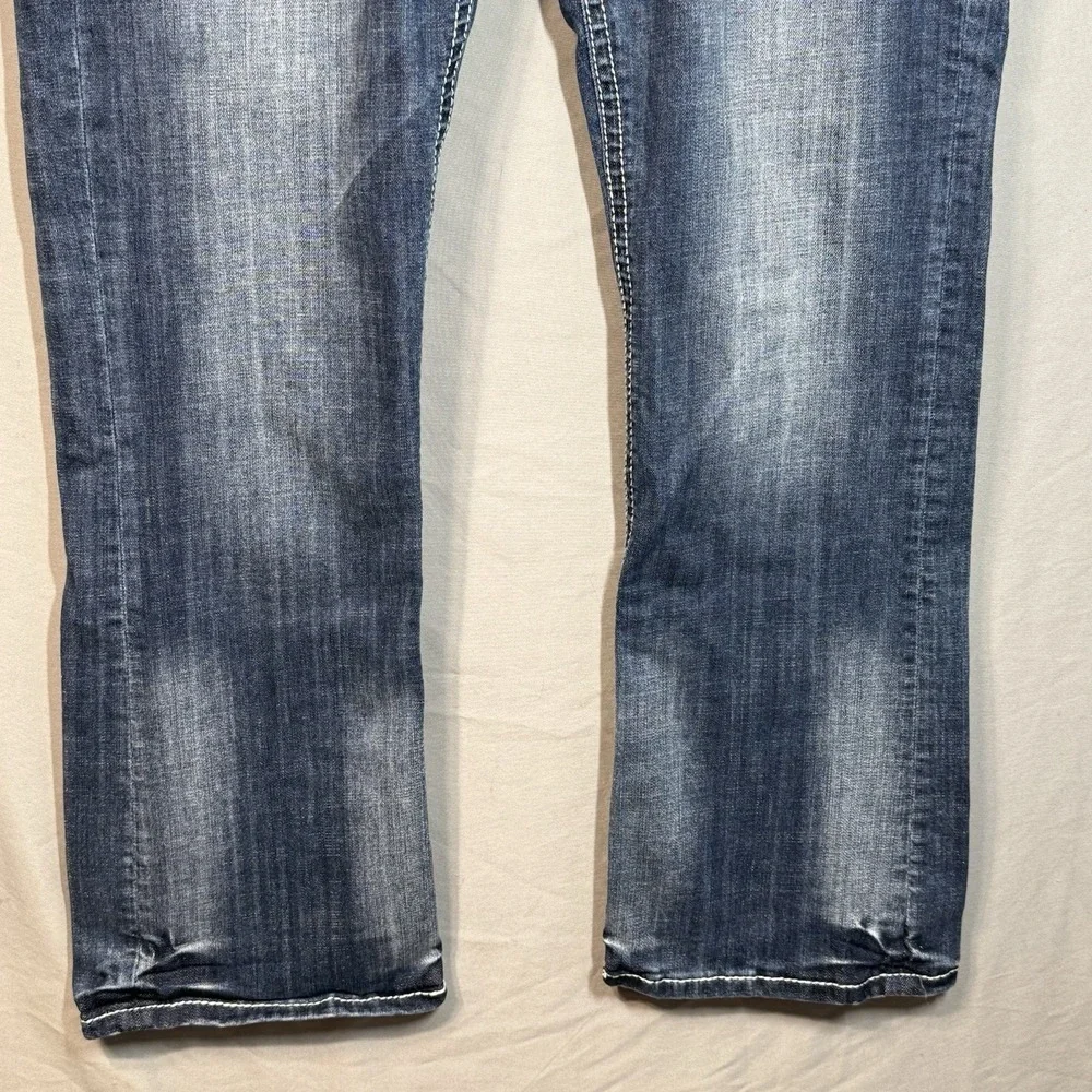 Rock N Roll Cowgirl Jeans Low Rise‎ Boot Cut Thick Stitch 34x30 Western Rodeo